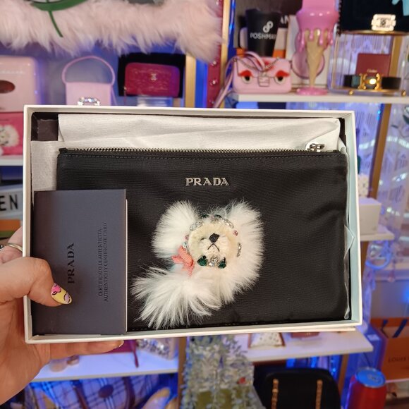 Prada Handbags - New in Box Prada Cosmetic Pouch Doll Dog with Crystals Authenticity Card